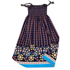 Lildy Navy Floral Smocked Sundress | Tie Straps | Size L